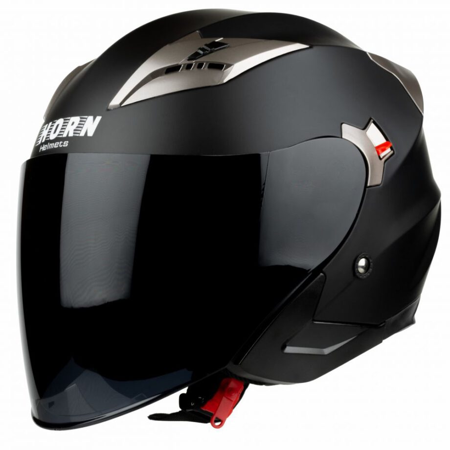 Kask Horn Chopper czarny + Osłona przeciwsłoneczna + Blenda Horn