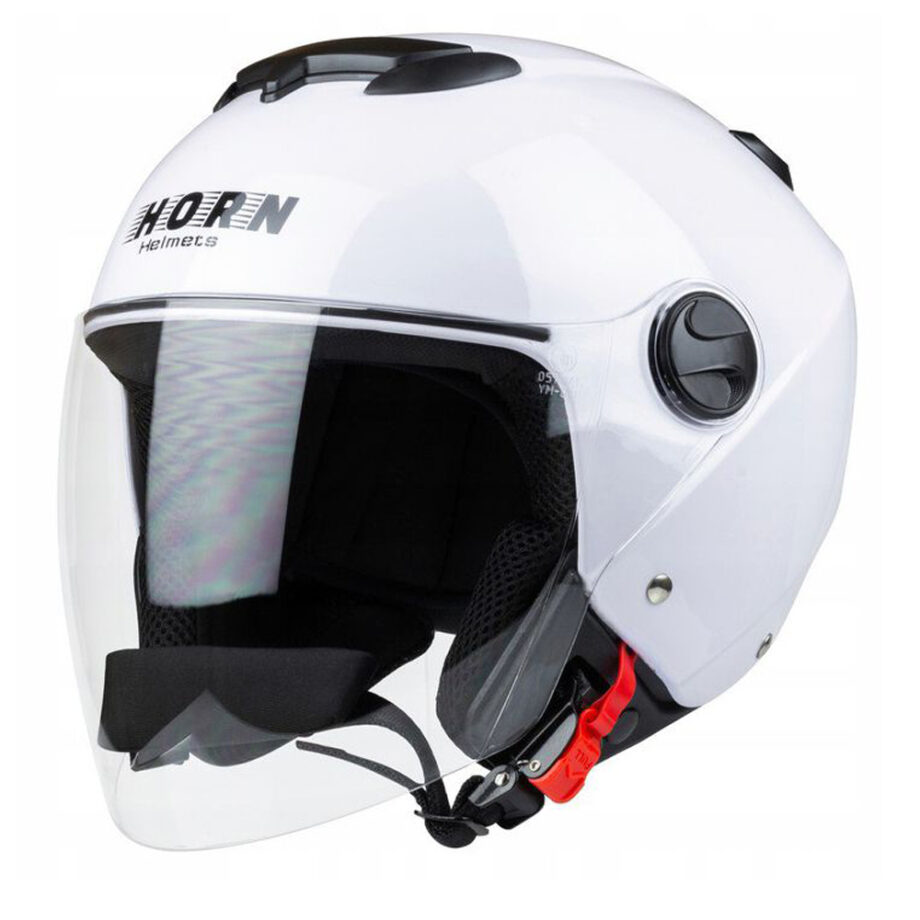 Kask Horn Chopper biały + Osłona przeciwsłoneczna + Blenda Horn